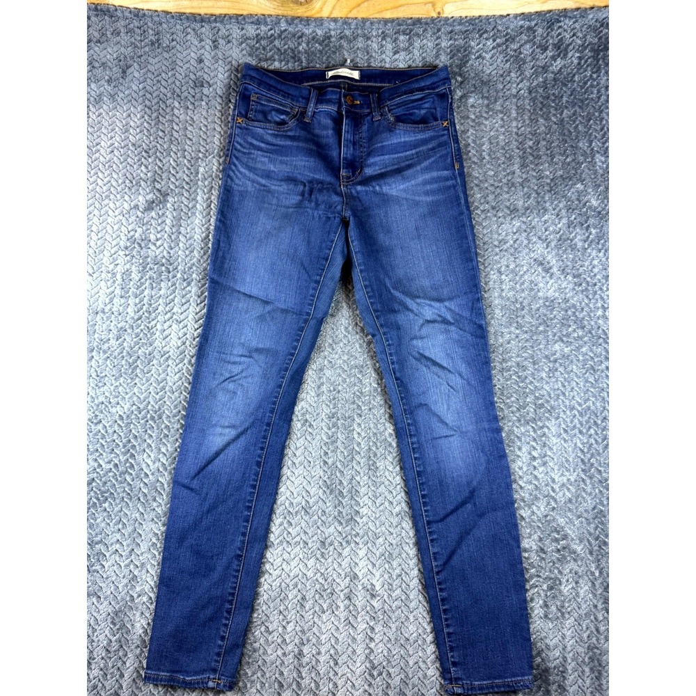 Madewell Jeans Women 28x28 Blue Whisker Denim Cotton Stretch Mid Rise Skinny Leg